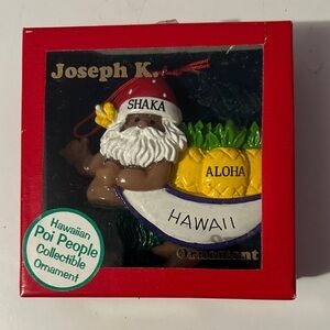 Hawaiian Santa Ornament with Pineapple